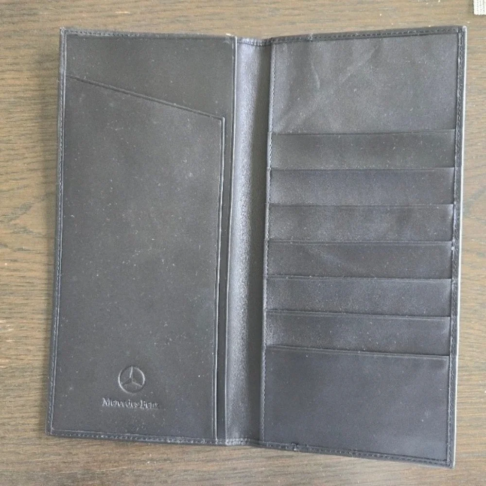 Mercedes-Benz Genuine Black Leather‎ Tall Breast Pocket Travel Wallet with Box